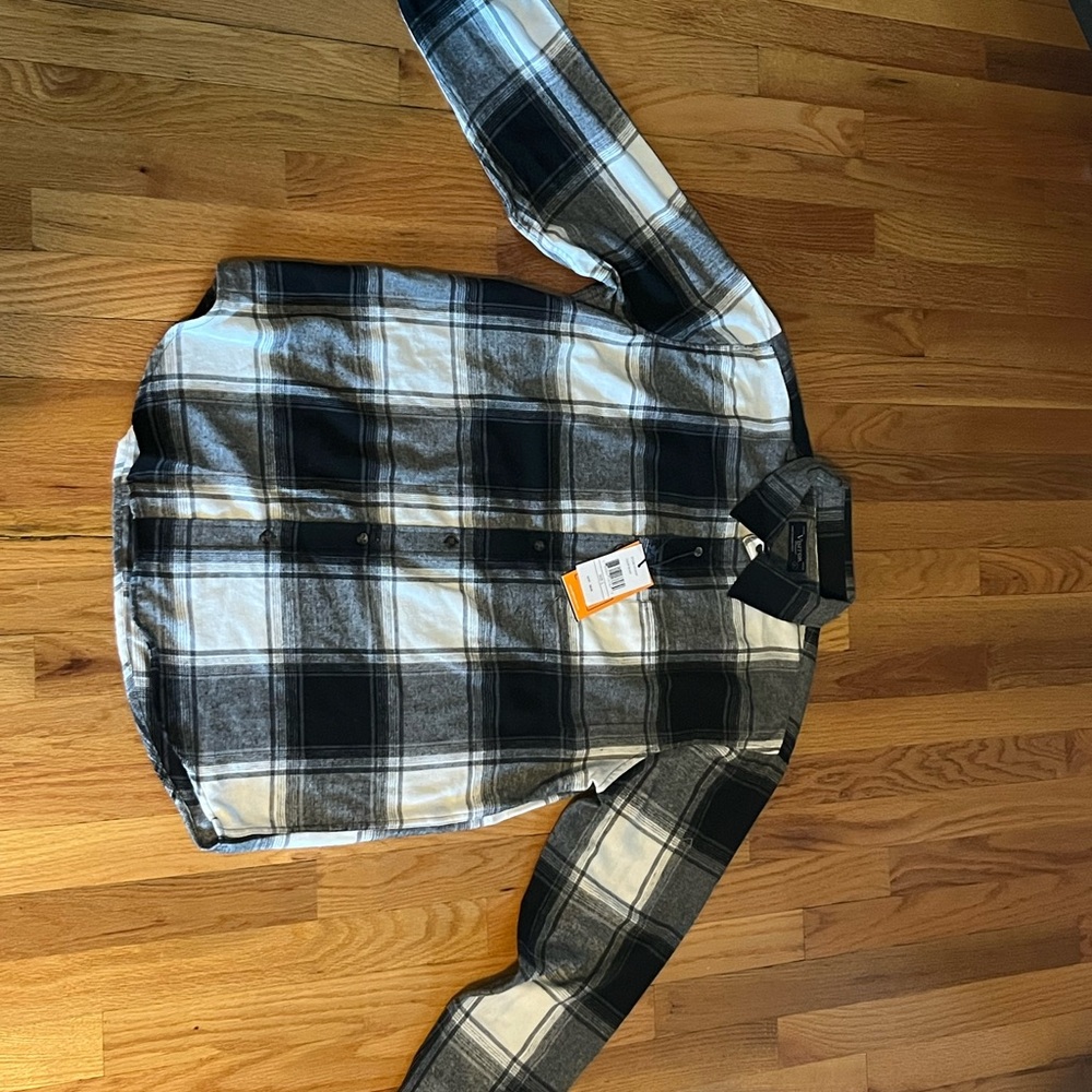 Men's Black and White Plaid Shirt